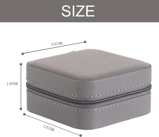 Grey Travel Jewelry Box with Mirror: Chic, Organised Storage for Rings, Necklaces & Earrings, Ideal for Aussies