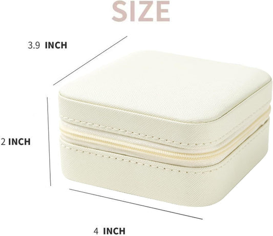 White Travel Jewelry Box with Mirror: Compact, Organised Storage for Rings, Necklaces & Earrings, Ideal for Aussies