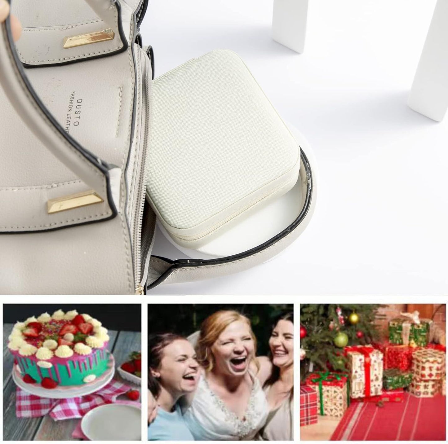 White Travel Jewelry Box with Mirror: Compact, Organised Storage for Rings, Necklaces & Earrings, Ideal for Aussies