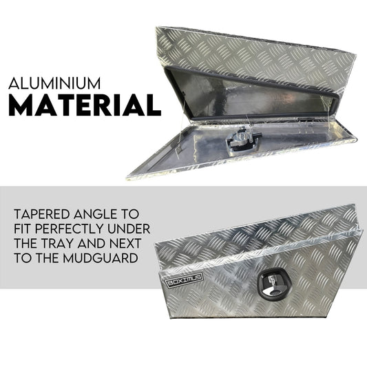 Under Tray Tool Box Underbody Pair Set 750mm Checker Plate Aluminium