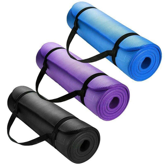 15mm Thick Yoga Mat Pad NBR Nonslip Exercise Fitness Pilate Gym Durable - Black