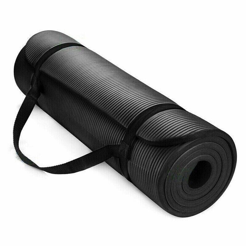 15mm Thick Yoga Mat Pad NBR Nonslip Exercise Fitness Pilate Gym Durable - Black