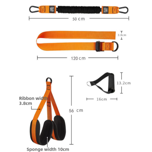 Orange (225lb)Heavy Duty Pull-Up Assist Strap System With Foam Handles - Adjustable Resistance Trainer for Pull-Ups and Home Gym Workouts