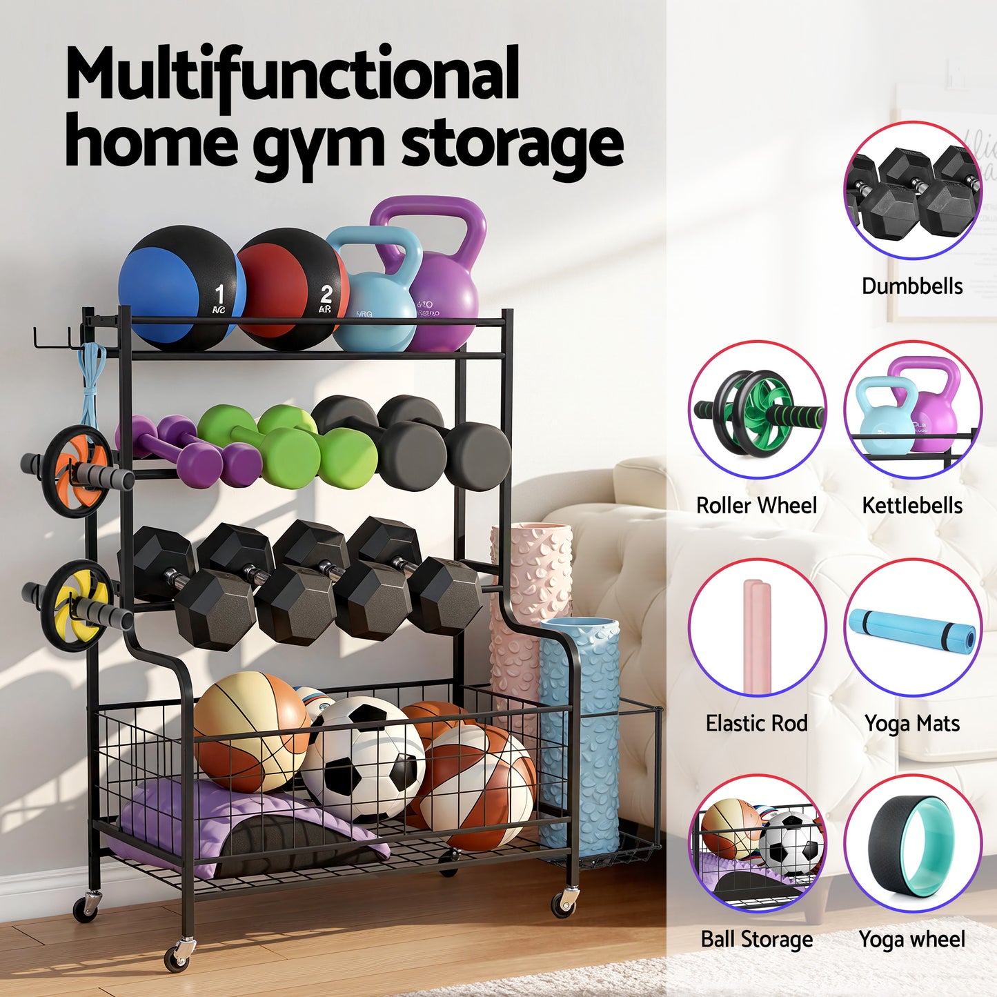 Everfit Dumbbell Rack Weight Rack for Dumbbells Home Gym Storage Black