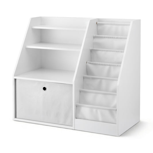 Keezi Kids Bookshelf Children Bookcase Organizer Storage Rack Display Drawer White