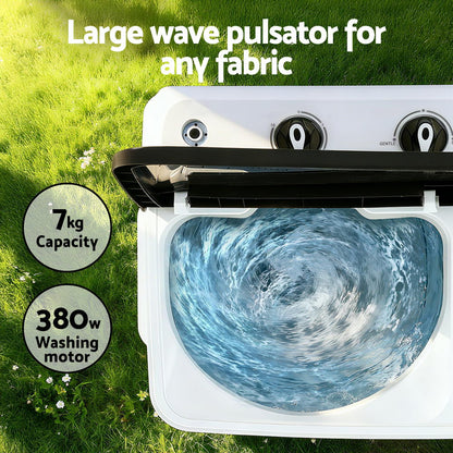 Devanti Portable Washing Machine Twin Tub 7KG White