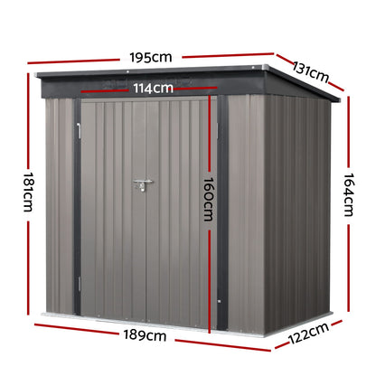 Giantz Garden Shed 1.95x1.31M Sheds Outdoor Storage Steel Workshop House Tool Double Door