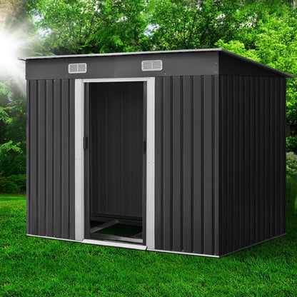 Giantz Garden Shed 2.38x1.31M w/Metal Base Sheds Outdoor Storage Tool Workshop Sliding Door