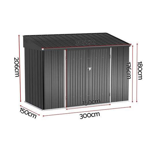 Giantz Garden Shed Galvanised Steel 3.05x1.5M Outdoor Storage Shed Workshop House Shelter