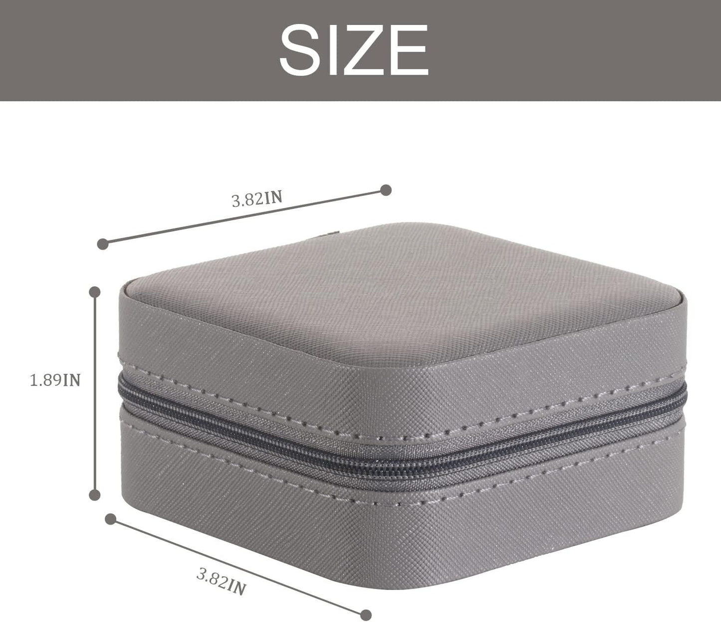Grey Travel Jewelry Box with Mirror: Chic, Organised Storage for Rings, Necklaces & Earrings, Ideal for Aussies