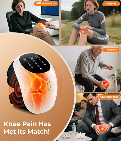 Cordless 360° Knee Massager: 3 Intensity Levels, Comfortable Wrap Design for Athletes, Seniors & Active Adults