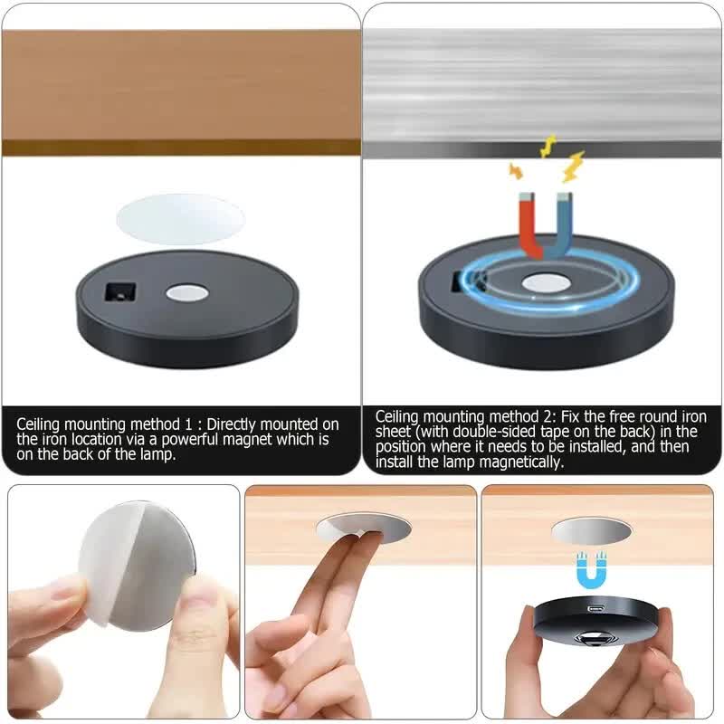 6 Lights LED Rechargeable Slim Cabinet Light, 2cm, Remote Control, Magnetic Mount