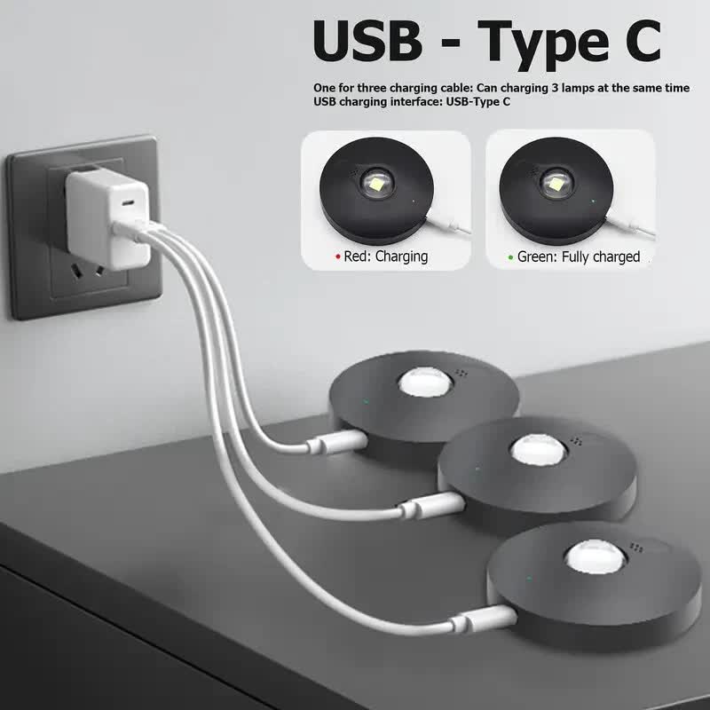 6 Lights LED Rechargeable Slim Cabinet Light, 2cm, Remote Control, Magnetic Mount