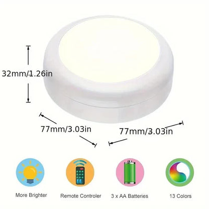 6 Pack RGBW LED Cabinet Lights, Remote Control, Battery Powered