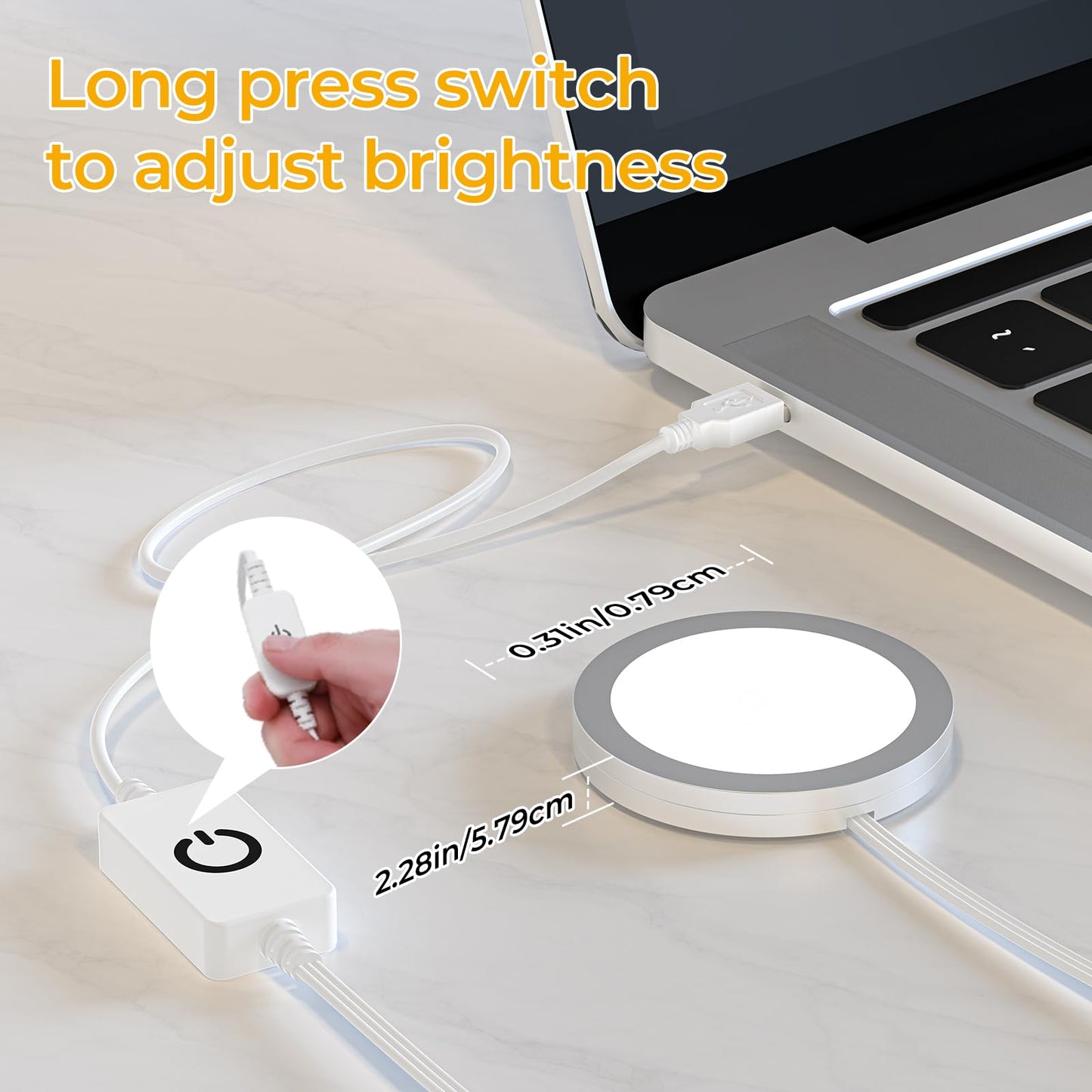 4 Pack Puck Lights 5V Single USB Powered,3 Color Temperature Adjustable & Dimmable Under Cabinet Light,3D Printer LED Lamp Kit for Cabinet,Wardrobe,Showcase