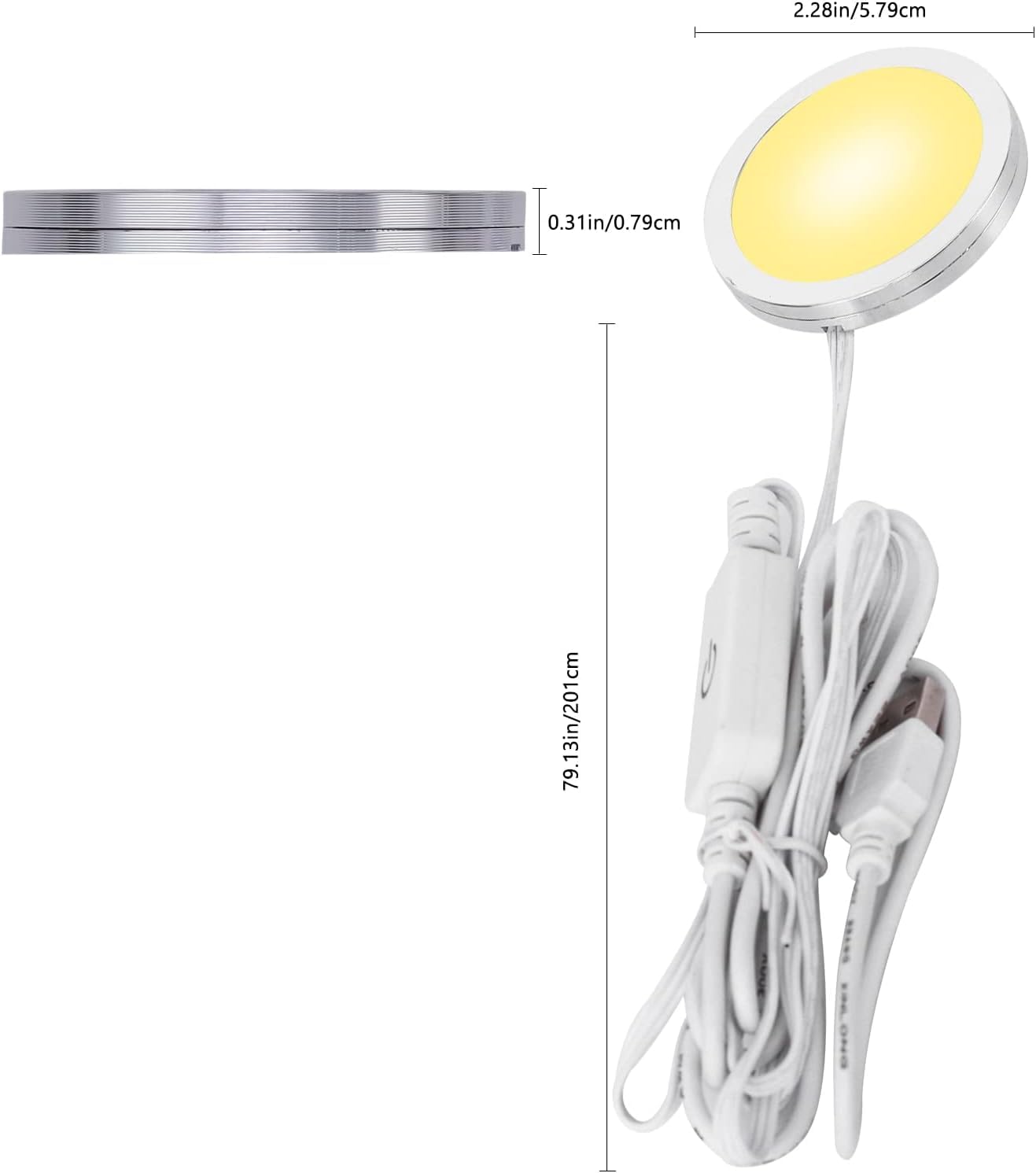 4 Pack Puck Lights 5V Single USB Powered,3 Color Temperature Adjustable & Dimmable Under Cabinet Light,3D Printer LED Lamp Kit for Cabinet,Wardrobe,Showcase