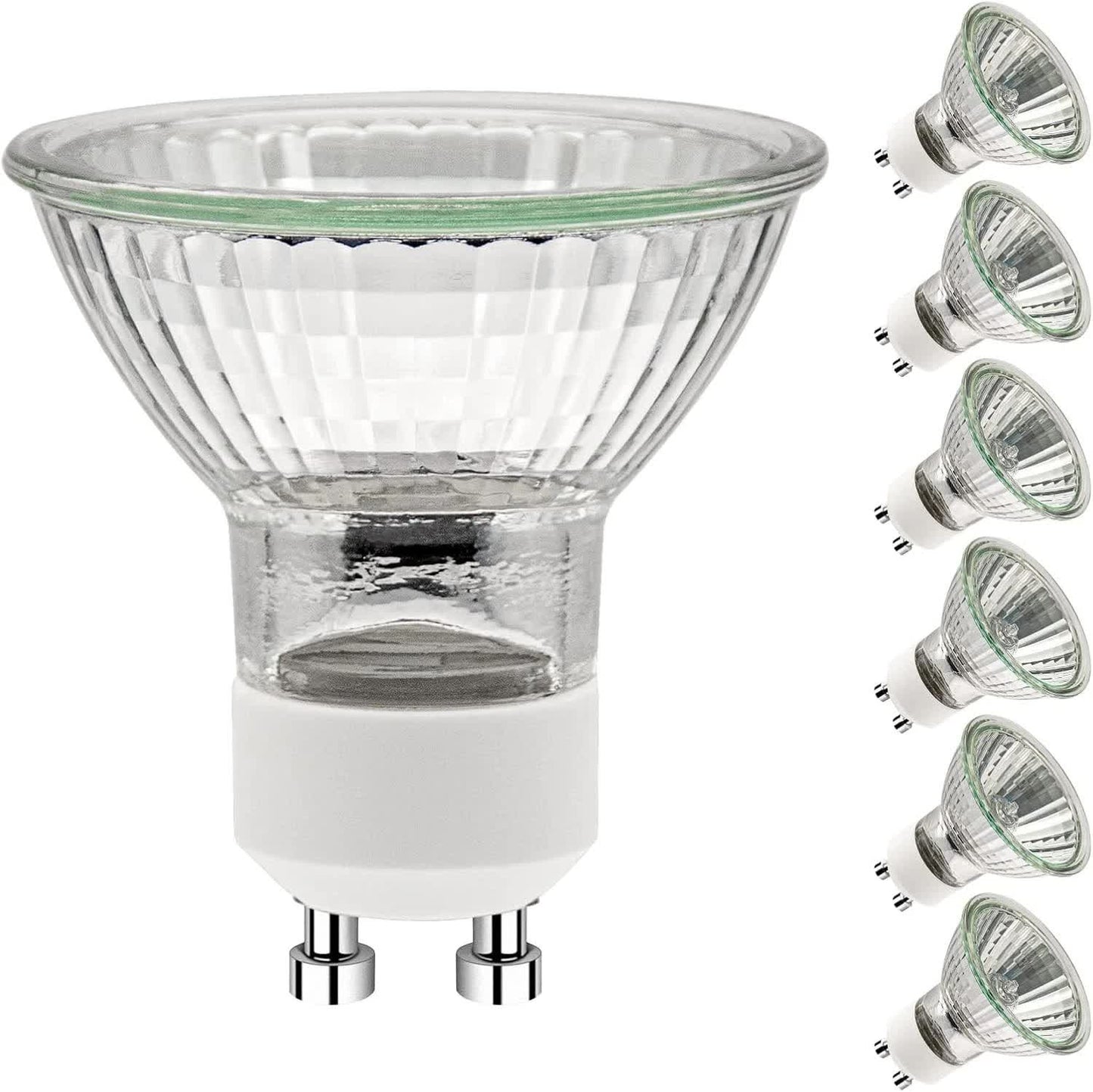 GU10 Halogen Light Bulbs, GU10 Bulbs 50W, 6 Pack Spotlight Bulbs AC 230V 50W, Light Bulbs Halogen Equivalent Energy 2 Pin 35° Beam Angle 2700K Dimmable Warm White