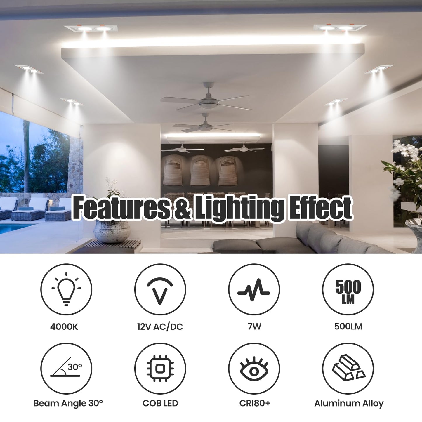 AR70 LED Light Bulb BA15D B15 Base, AC/DC12V Input, 7W 500lm for Home Household Commercial Lighting, 50W Halogen Lamp Replacement(Natural White,4 Pack)