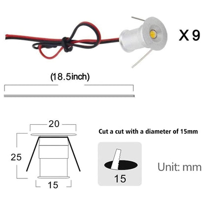 LED Small Recessed Ceiling Lights Spot Lights Downlights,IP54 Ceiling Ultra Slim 9 Pack,Small Spot Lamp with Hardwired for Kitchen,Stairs,Hallway,DIY Lighting,Bookshelf (6000K Daylight White)