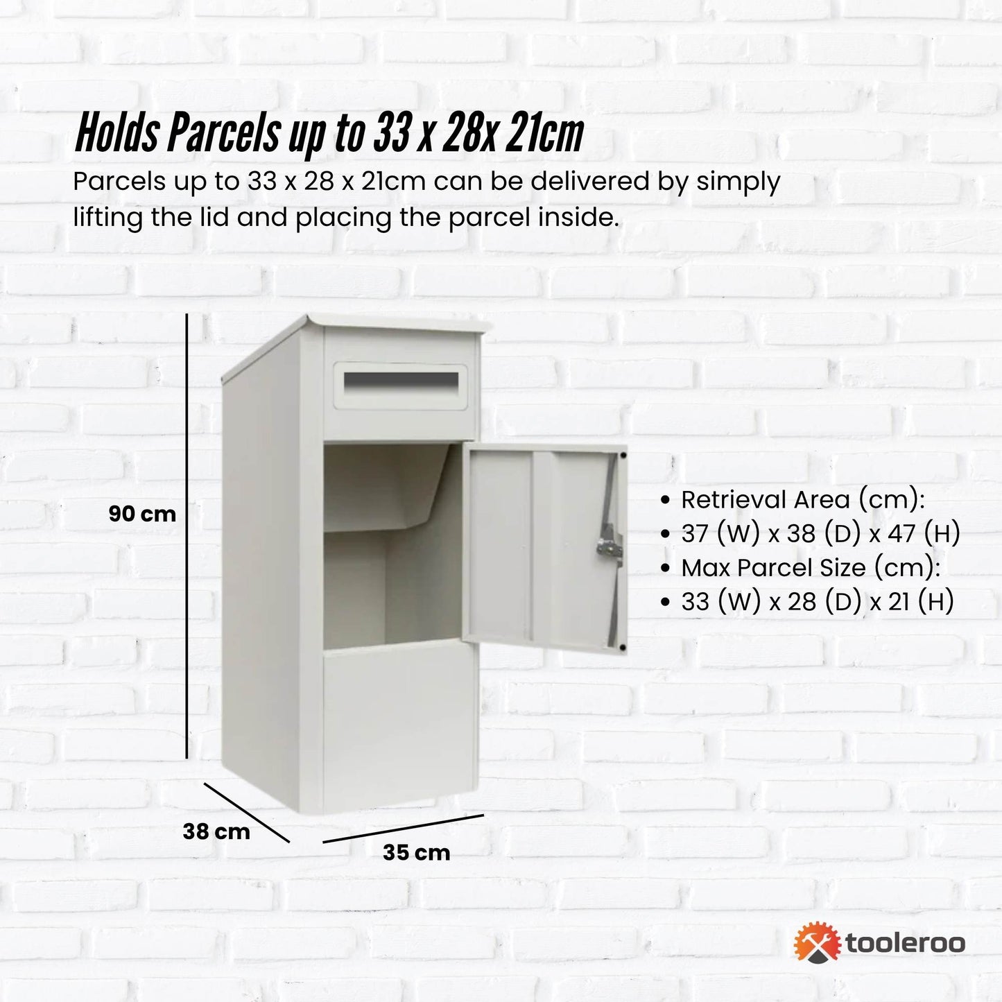 Parcel Delivery Drop Box Mailbox - Secure Home Package Locker 38x38x90cm White