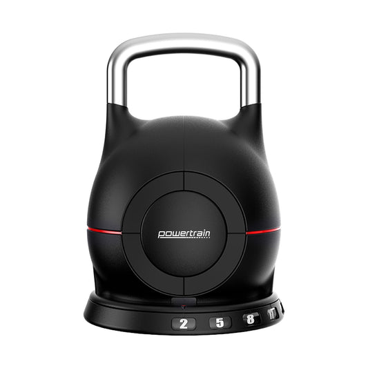 Powertrain Adjustable Kettlebell 20kg 7 in 1 Weight Selection Set w/Quick One Hand Adjustment Secure Locking System