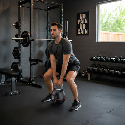 Powertrain Adjustable Kettlebell 20kg 7 in 1 Weight Selection Set w/Quick One Hand Adjustment Secure Locking System