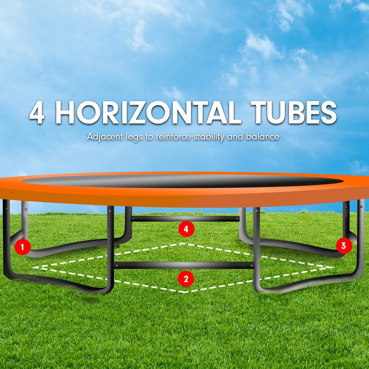 Kahuna 6 ft x 9 ft Rectangular Outdoor Trampoline - Orange