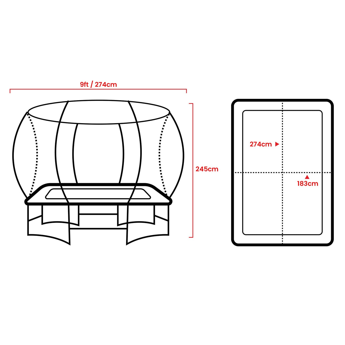 Kahuna 6 Ft X 9 Ft Rectangular Outdoor Trampoline With Basketball Set - Orange