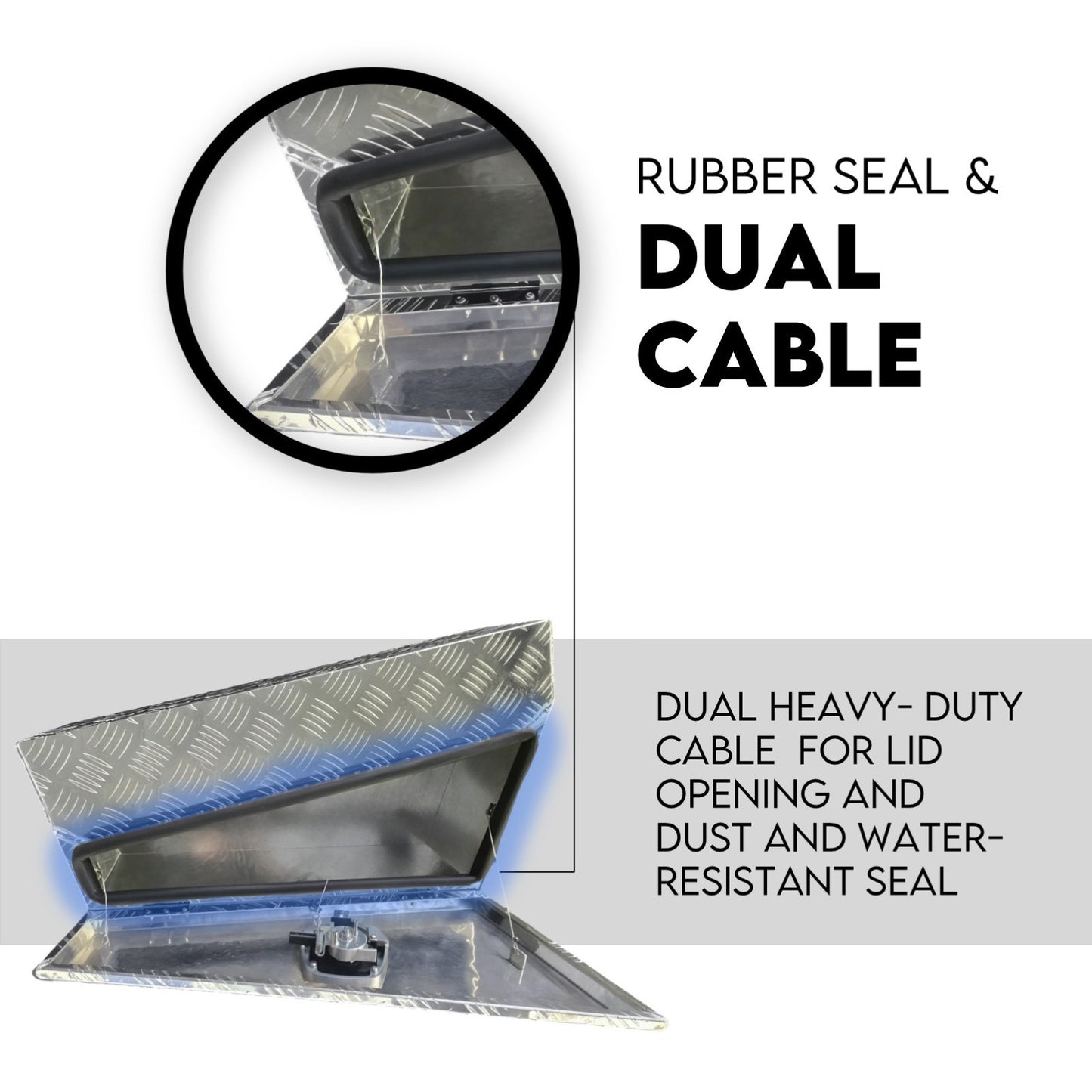 Under Tray Tool Box Underbody Pair Set 750mm Checker Plate Aluminium