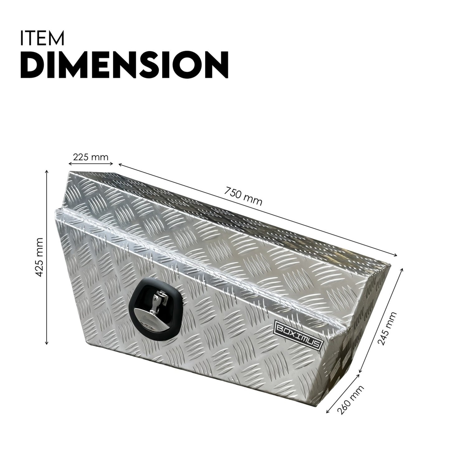 Under Tray Tool Box Underbody Pair Set 750mm Checker Plate Aluminium