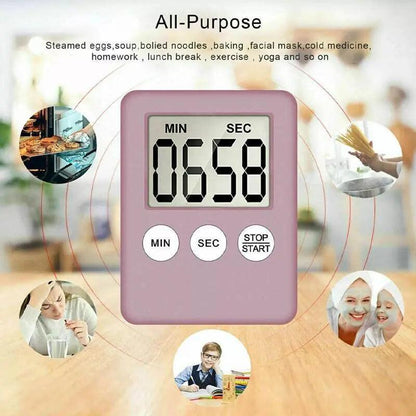 Digital Kitchen Timer with Back Mount LCD Countdown Display 99-Minute Range - 1 PC