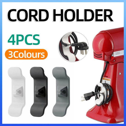 Cord Organizer Wrap Holder 4pcs Kitchen Appliance Cable Winder Adhesive Clip - 2PCS White+2PCS Black