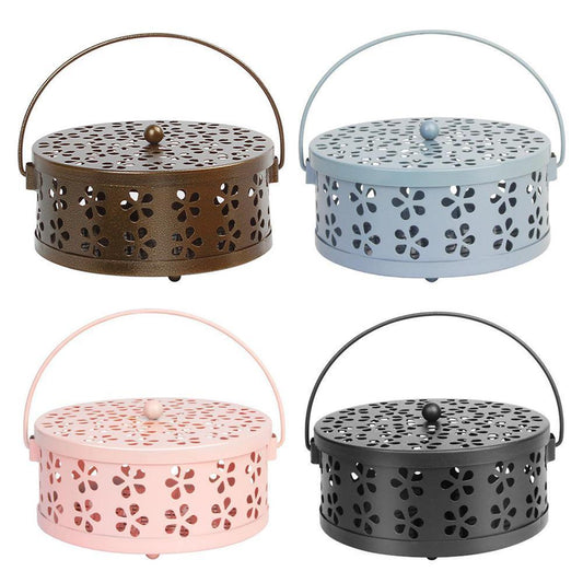 Iron Mosquito Incense Box Fireproof Tray Stand Indoor Household Incense Holder - Black