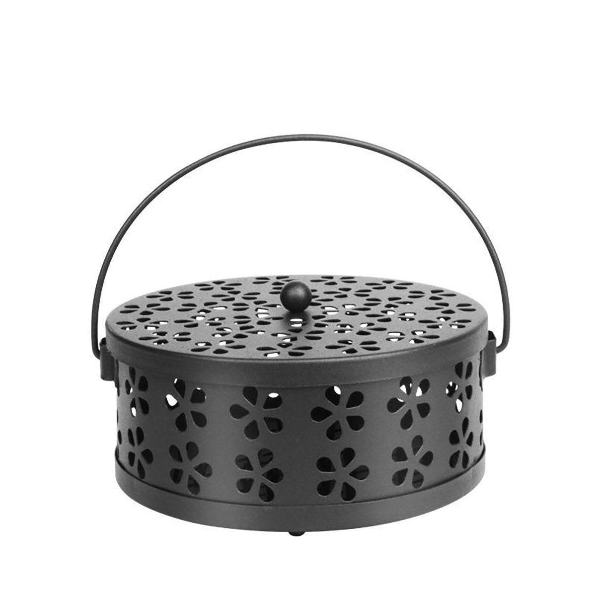 Iron Mosquito Incense Box Fireproof Tray Stand Indoor Household Incense Holder - Black