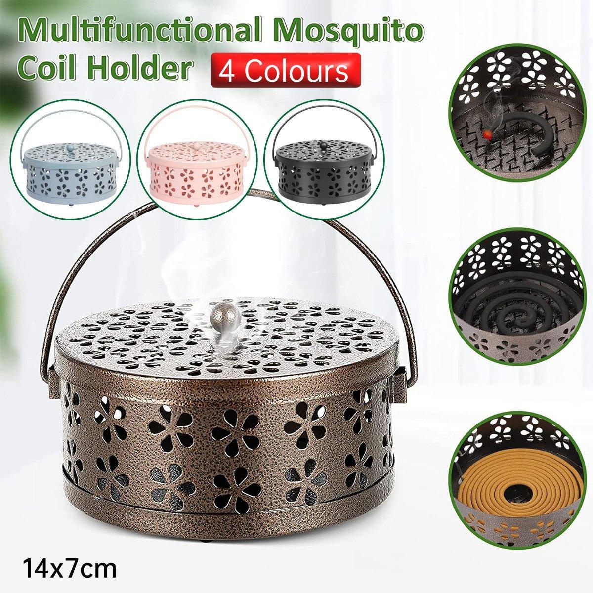 Iron Mosquito Incense Box Fireproof Tray Stand Indoor Household Incense Holder - Blue