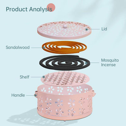 Iron Mosquito Incense Box Fireproof Tray Stand Indoor Household Incense Holder - Pink