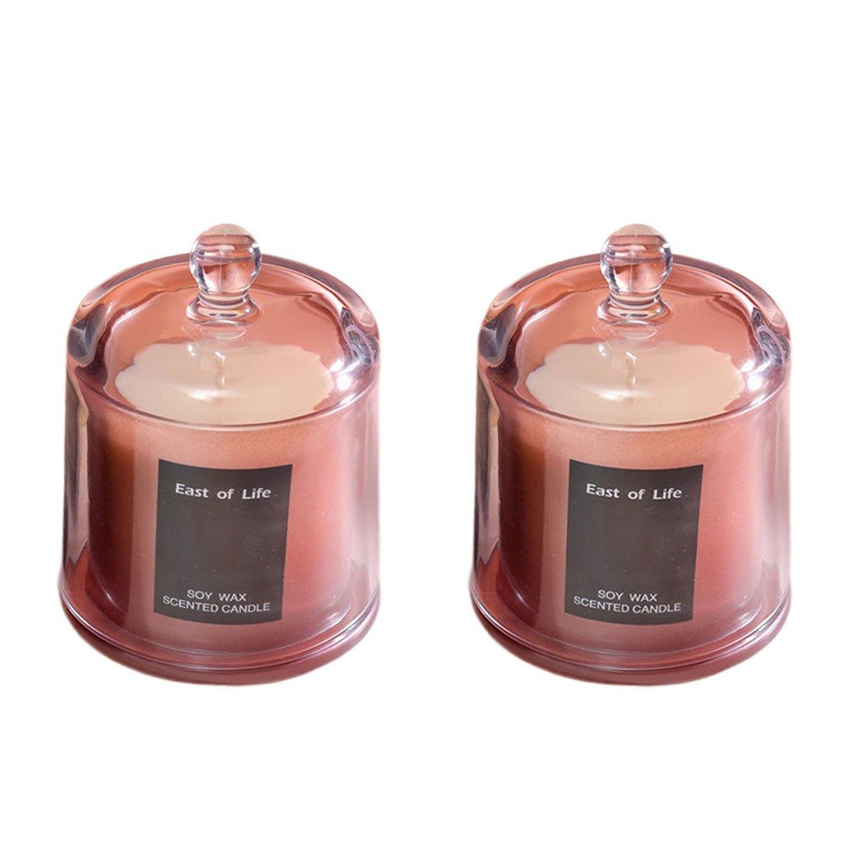 2Pcs Smokeless Glass Aromatherapy Candles Scented Gift Set for Relaxation - Velvet Rose