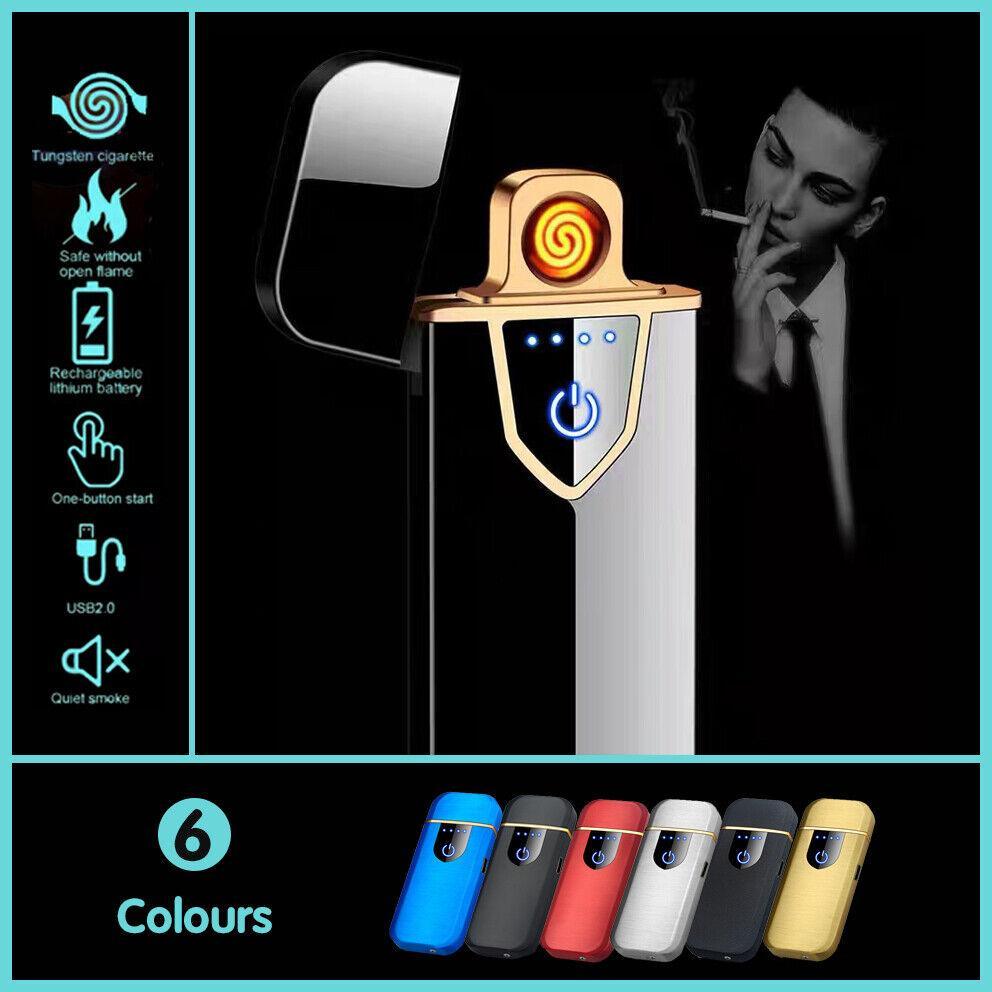 Arc Rechargeable Windproof Flameless Electronic Metal Lighter Usb Lighters Au - Blue