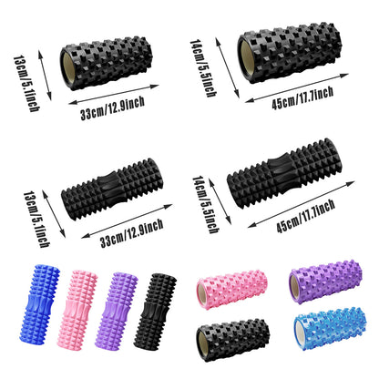 High Density EVA Foam Roller Yoga Massage Stick for Fitness - Wolf Tooth Style Blue-45cm