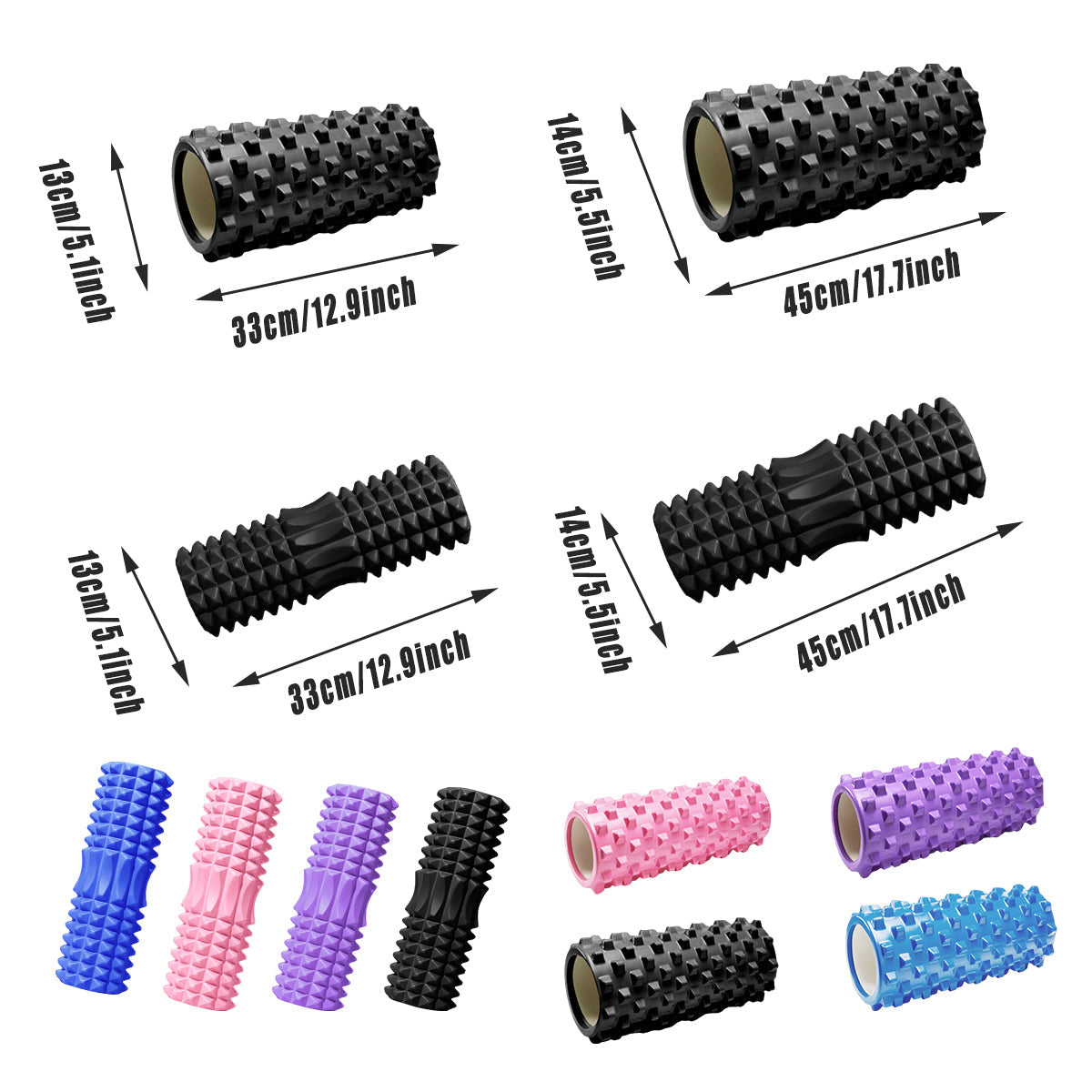 High Density EVA Foam Roller Yoga Massage Stick for Fitness - Crescent Style Blue-33cm