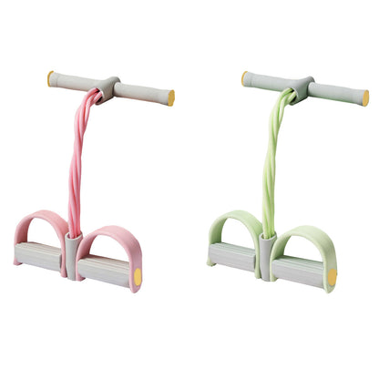 Multifunctional Foot Pedal Resistance Band Home Fitness Pulling Rope Exerciser - Pink