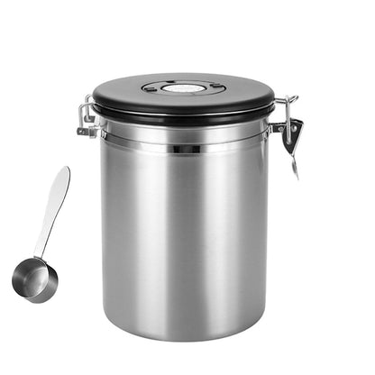 Coffee Powder Sealed Jar Airtight Storage Container for Kitchen Tea Sugar Beans - Silvery-1500ml