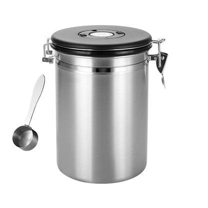 Coffee Powder Sealed Jar Airtight Storage Container for Kitchen Tea Sugar Beans - Silvery-1500ml