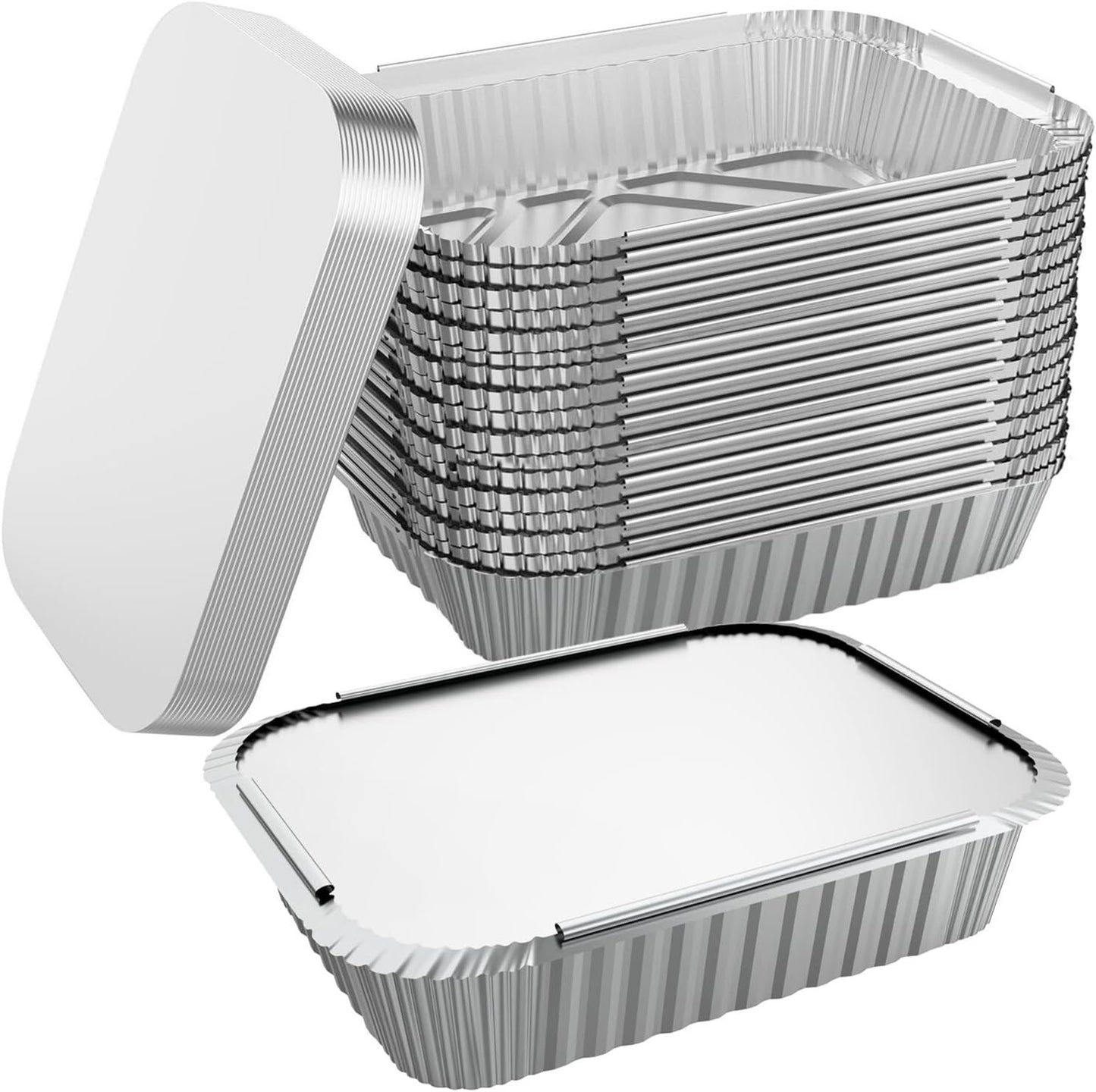 96x Aluminium Disposable Foil Food Container Trays Pans w/ Lids Covers Bulk 24cm*18cm*6cm