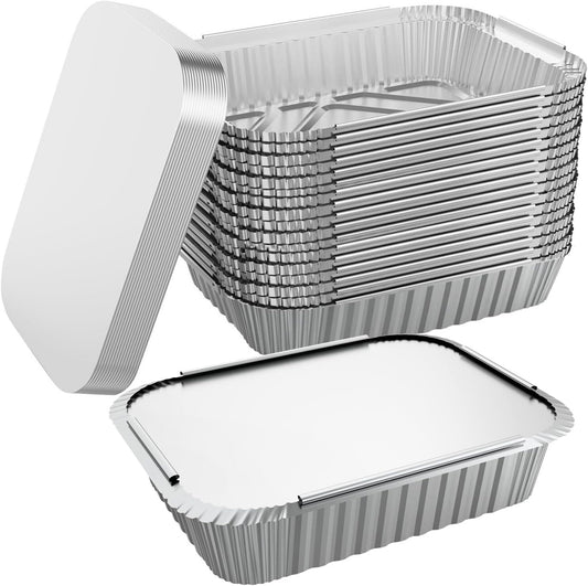 96x Aluminium Disposable Foil Food Container Trays Pans w/ Lids Covers Bulk 24cm*18cm*6cm