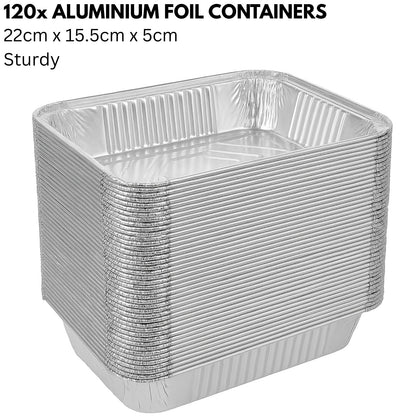 144x Aluminium Disposable Foil Food Container Trays Pans Baking Roast Bulk 32x26x5.5cm