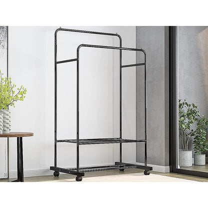 Double Clothes Rack Metal Garment Rail 80x154cm – Heavy Duty Hanging Shelf Storage