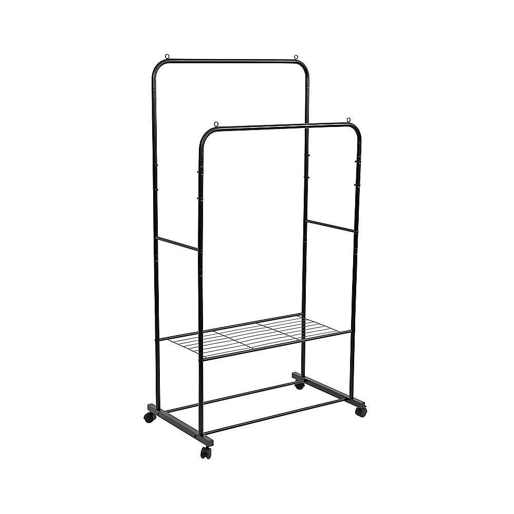 Double Clothes Rack Metal Garment Rail 80x154cm – Heavy Duty Hanging Shelf Storage