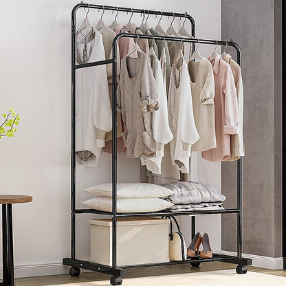Double Clothes Rack Metal Garment Rail 80x154cm – Heavy Duty Hanging Shelf Storage
