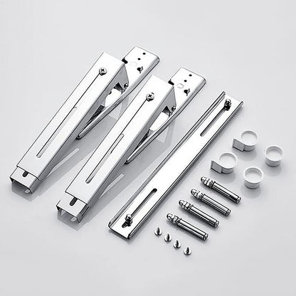 Stainless Steel Microwave Oven Wall Mount Bracket – Adjustable Shelf with Removable Hooks